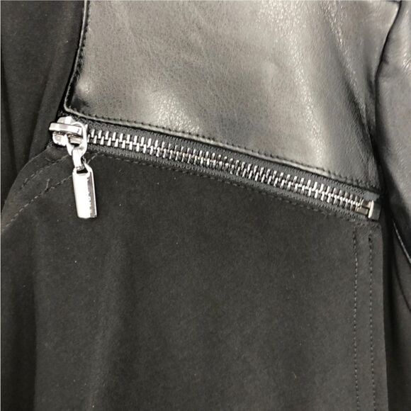 JOSEPH RIBCOFF BLACK CROSSOVER TUNIC WITH FAUX LEATHER TRIM - Picture 7 of 8